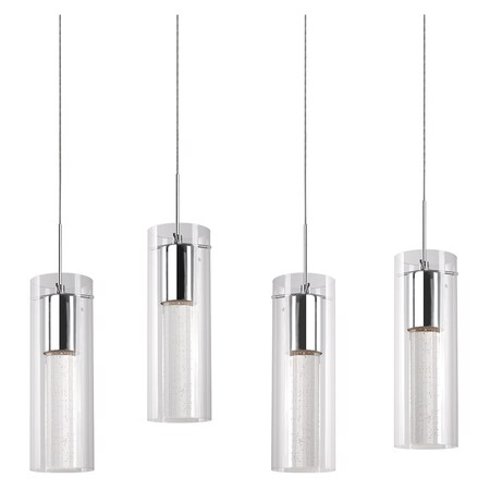 Kuzco Lighting Four Led Pendant w/Encased Crystal Bubbles In Glass Shade On Chrome PD4404-CH